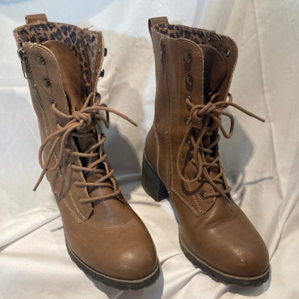 Sun Stone Sloanie Lace-Up Hiker Booties Tan Womens Size 11